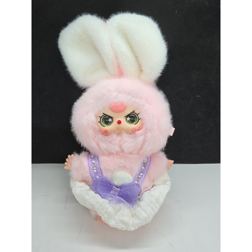 Adorable Baby Three Angry Green Eyes Pink Bunny Bag Charm